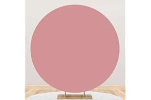 Aoihrraan 200cm Diamètre Rose Ronde Fond pour Photographie Rose Texturé Toile De Fond Couleur Unie Séance Photo Fête De Remise Diplômes Anniversaire Bébé Douche Nouveau-Né Fille Enfant Portrait
