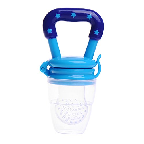 Cute Baby Infant Food Fruits Soft Bite Nipple Feeder Pacifier Feeding Tool And Extra Silicon Teat Blue