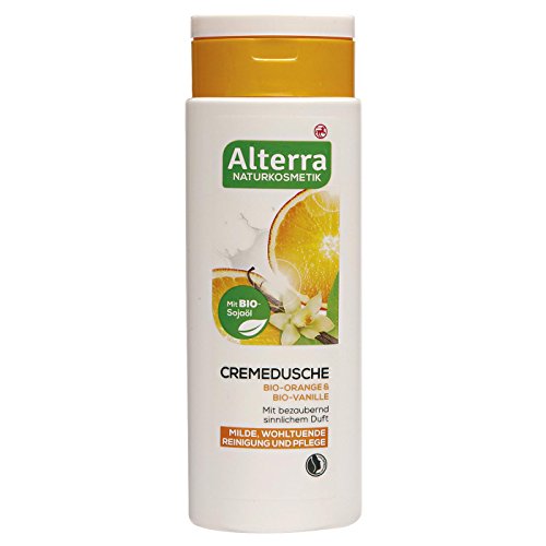 Alterra Cremedusche Bio-Orange & Bio-Vanille 250 ml mit Bio-Sojaöl & bezaubernd sinnlichem Duft, milde, wohltuende Reinigung & Pflege, zertifizierte Naturkosmetik, vegan