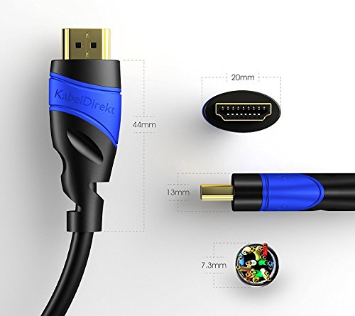 KabelDirekt 15m HDMI Kabel / kompatibel mit HDMI 2.0a/b, 2.0, 1.4a (Ultra HD, 4K, 3D, Full HD, 1080p, HDR, ARC, Highspeed mit Ethernet) – TOP Series - 3