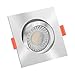 Produktbild LUXVENUM® | 1x KNX DALI kompatible, dimmbare, ultra flache (25mm) LED Einbauleuchten | 6W statt 70W | DC 24V | 4000 Kelvin 500 Lumen | Eckige Leuchtdiode aus chrom-poliertem Aluminium | 1er Set Forma warmweiß 4000K