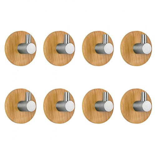 Klebehaken 8/Pack Bambus Mantel Handtuch Haken Kleiderbügel Edelstahl - 2