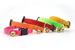 Buraq Perfect 2 Pcs Cat Collar , Solid & Safe Collars for Cats , Adjustable Collar with Bell , Soft Neck Belt for Kitten & Adult Cat , Colour May Vary (2 Pcs Perfect Collar)