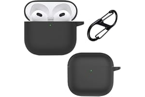 FDHYFGDY Cover Silicone Compatibile con AirPods 4 2024 Custodia Protettiva con Moschettone, Custodia Morbida e Sottile Custodia Protettiva Antiurto Sottile per AirPods 4a Generazione 2024 - Nera