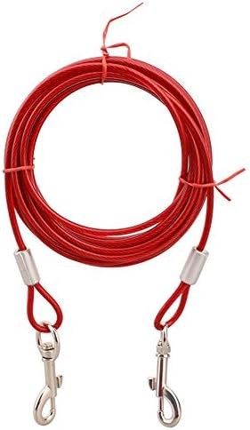 Yueunishi Dog Traction Rope, Pet Traction Rope, Double-headed, a Drag Two Lengthened Steel Wire Chain, Multi-purpose for Dogs up to 125 lbs (3m, red)