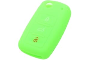 BROVACS Silicone Cover Protector Case Holder Skin Jacket Compatible with VOLKSWAGEN PASSAT SEAT SKODA 3 Button Flip Remote Key Fob CV9800 Light Green