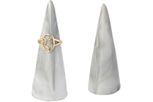 oskas Modern Marble Ring Holder for Nightstand Ceramic Cone Tower Shape Decorative Display Stand for Jewelry Ring/MEN Ring Holder 2pcs set