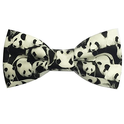 AINOW Pre-tied Pure Color PU Leather Luxury Black Floral Pattern Bow Ties Collar for Men