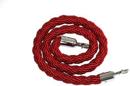 1.5 Meter Red Braided Ropes with silver hook ends - VIP Ropes - Nightclub Ropes