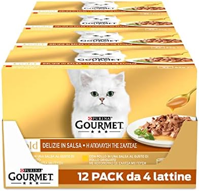 Purina Gourmet Gold Delizie in Salsa Cibo Umido per Gatti con Pollo e Manzo, 48 Lattine da 85 g