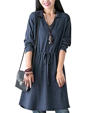 Youlee Donna V collo Drawstring Waist Vestito del maglione