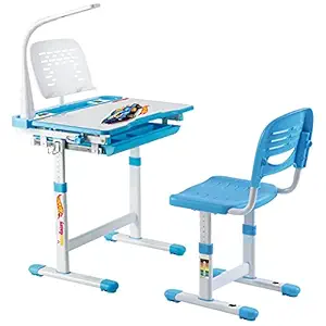 Alex Daisy Kids Plastic Pluto Height Adjustable Study Table and Chair Set with Lamp (Blue Hot Wheels)