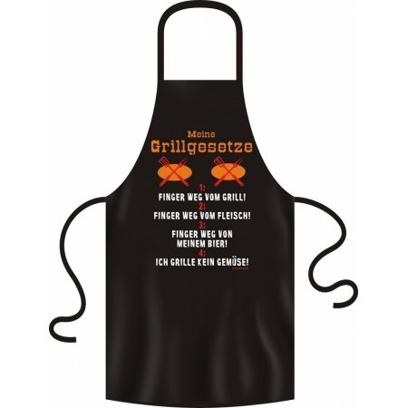 Grillschürze = Grillgesetze = Baumwoll Schürze mit Motiv Kochschürze Küchenschürze Latzschürze