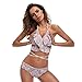 Produktbild Bikini Set Hffan Damen Drucken Tankinis Badeanzug Elegant Streifen Blumenmuster Drucken Push Up Neckholder Bademode mit Strand Shorts Reizvolle Beachwear Swimwear Bademode (Sexy Lila, L)
