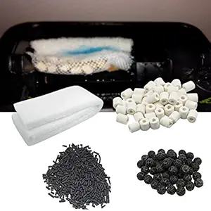 TALINOZ Aquarium Filter Media 500G Ceramic Rings,500G Activated Carbon, 25Pcs Bio Balls and Aquarium Sponge Filter for Fish Tank