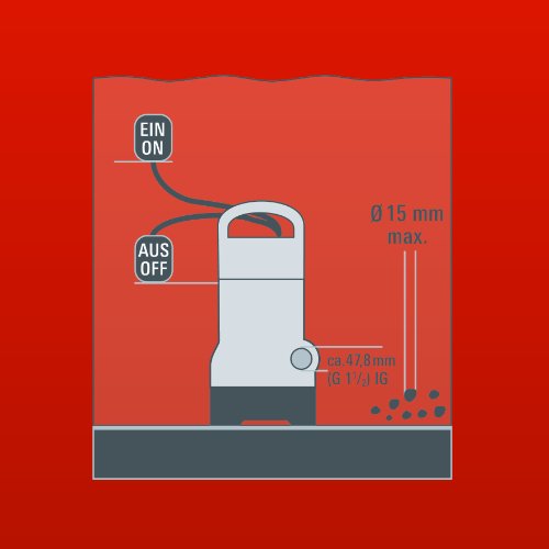 Einhell Schmutzwasserpumpe GH-DP 6315 N (630 W, max. 17000 l/h, max. Förderhöhe 8 m, Fremdkörper bis 15 mm, Edelstahl-Pumpengehäuse) - 8