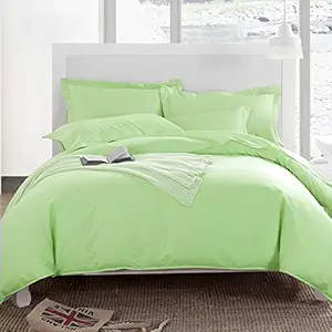 HUESLAND by Ahmedabad Cotton Comfort 144 TC Cotton Single Bedsheet with 1 Pillow Cover - Light Green