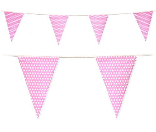 Pale Pink Polka Dot Bunting Flags for Girl Baby Shower Party (C1010)