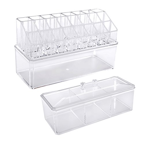 Songmics 3 in 1 Acryl Kosmetik aufbewahrung 2 Ablagebox großes mit 1 Deckel JKA003