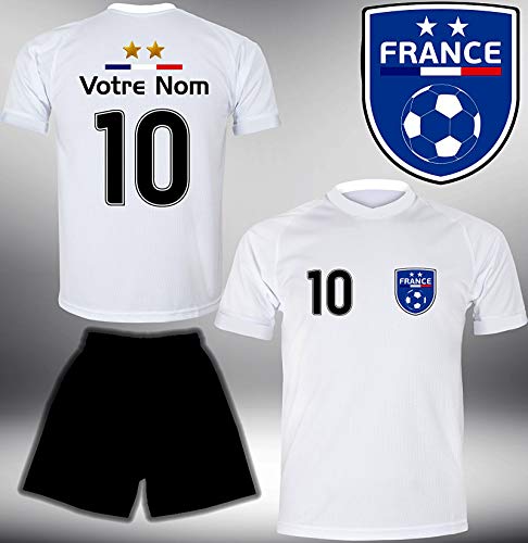ElevenSports Frankreich Trikot Set 2018 mit Hose GRATIS Wunschname + Nummer im EM WM Weiss Typ #FR6th – Geschenke für Kinder Erw. Jungen Baby Fußball T-Shirt Bedrucken