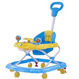 Baybee Nemo Round Walker for Kids, Baby Walker for Kids Music & Light Function with Canopy 3 Position Height Adjustable Kids Walker, Activity Walker for Babies (6 Months to 1.5 Years) (Yellow)