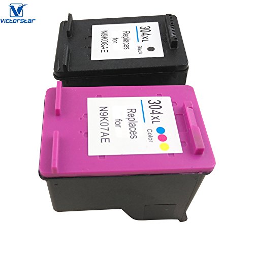 VICTORSTAR @Remanufactured Tintenpatronen Mit Sichtbarem Tintenfüllstand für HP 304XL – (Schwarz +Tri-Color ) hohe Ausbeute für HP DeskJet 3720 3730 3732 Tintenvorteil 3700 MFP - 2