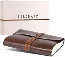 Tivoli Medium Recycled Leather Journal / Notebook, Handmade Classic Italian Style, Including Special Box (12x17 cm) Brown