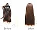FESHFEN 24" Long Straight Ombre Two Tone Synthetic Hair Extensions Clip in on Hairpieces 5 Clips One Piece 3/4 Full Head Cosplay Party-Black