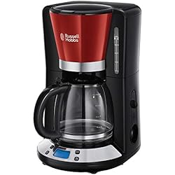 Russell Hobbs 24031-56 Machine à Café, Cafetière Filtre 1,25L Programmable 24h Colours Plus, Affichage Digital, Maintien au Chaud - Rouge