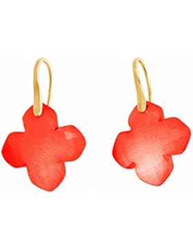 Gemshine - Damen - Ohrringe - 925 Silber Vergoldet - Karneol - Rot - GEM - 2,5 cm