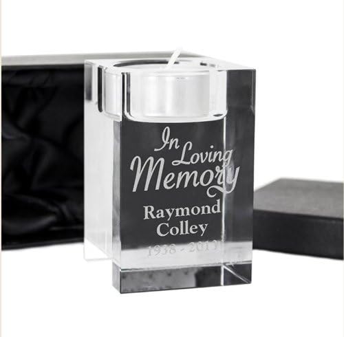 Cellini Memorial candle holder Glass, engraved with your own personal details