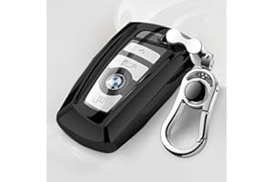 RYE Tpu Silicone Full Protective Car Key Fob Cover for BMW，3 Buttons Remote Control Smart Key Case with Leather Keychain, Compatible with BMW 1/3/4/5/6/7 Series and X3/X4/M5/M6/GT3/GT5,etc.-Black