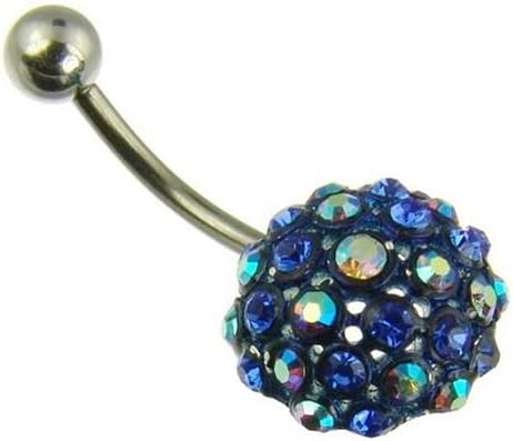 Izmit Titanium Cubic Zirconia and Crystal Disco Ball Body Bar