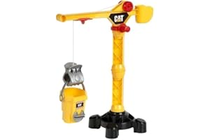 Theo Klein 3256 Cat, grúa de Obra, Grúa con manivela para Zurdos y diestros, Gira 360°, Juguete para niños Desde 3 años