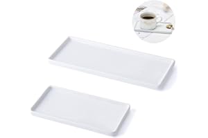 WHCCTL Taca ceramiczna, 2 prostokątna miska ceramiczna, taca łazienkowa, taca na toaletkę z żywicy, do łazienki, kuchni, taca do przechowywania ręczników, świec, ręczników, mydła, ręczników