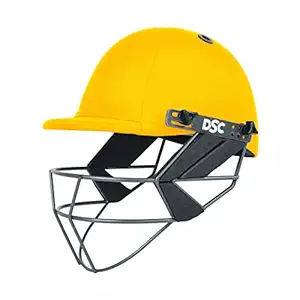 DSC FORT44 Cricket Helmet for Men & Boys (Adjustable Steel Grill | Back Support Strap |Color: Yellow | Light Weight | Size :Medium