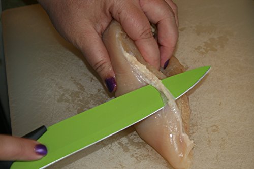 Küchen Messerblock Set mit Farbkodierung 5-tlg NUOVVA antihaftbeschichtetes Messerset Küche Brotmesser Fleischmesser Gemüsemesser Obstmesser Käsemesser - 6