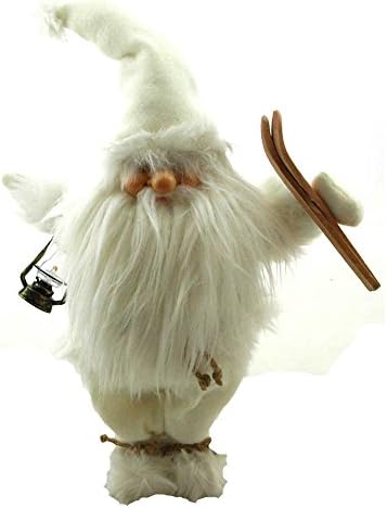 Victorias Design House Stor vacker vit tomte 50 cm hög med skidor och lykta