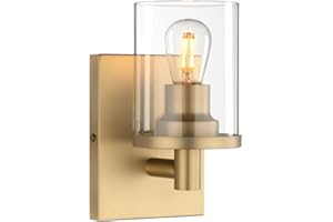 Yosoan Modern Glass Wall Sconce, Cylinder Up Wall Light Fitting for Kitchen, Restaurant, Living Room, Bedroom Bedside (Antique)