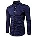 Produktbild Herren Tops Internet Beiläufiges dünnes langärmliges festes Hemd Spitzen bluse (marine, L)