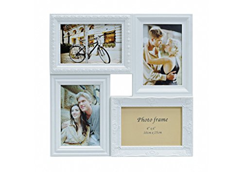 Bilderrahmen Collage für 6 Fotos | Fotocollage in weiß | Bildergalerie mit Glasscheibe