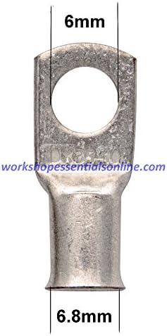 WEO Copper Tube Terminals Pack of 5 25mm² x 6mm Used for Cable Ends, Battery Eyelets, Lug Ends and Soldered Terminals
