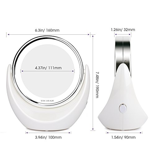 Tragbar beidseitig LED Kosmetikspiegel, 1/7-facher Vergrößerung,Beleuchtete Reise Vanity Mirror,360 Schwenkbar - 7