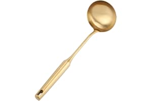 BINOA Aigend Mestolo Grande in Acciaio Inossidabile con Barra Appendimestoli Cucchiaio Zuppa Mestolo per Cucina Utensili da Cucina, Mestoli da Punch 33 x 9.2 x 3 cm, d'oro