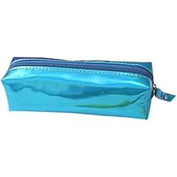 Fablcrew - Trousse de grande capacité, brillante à fermeture éclair pour stylos ou produits de maquillage - Idéal pour la maison, l'école, le bureau 16*11*6CM bleu