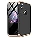 Produktbild Homikon 360 Grad Hart PC Hülle 3 in 1 Komplettschutz Tasche Plastik Handyhülle mit Tempered Glas Panzerglas Ganzkörper-Koffer Schutzhülle Kompatibel mit iPhone XR - Schwarz Gold