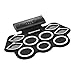 Produktbild E-Drum-Kit Handrolltrommelset Portable 9 Silicon Pads Eingebauter Stereo-Lautsprecher 1000mA Lithium-Batterie mit Drumsticks Fußpedale 3,5-mm-Audiokabel (Farbe: Schwarz + Weiß)