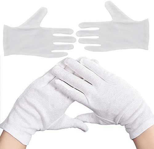 ESYN 2 Pairs Women White Cotton Glove for Work Gardening Health Music Beauty Work Moisturising Lining