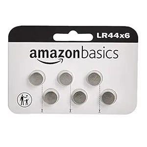 AmazonBasics LR44 Alkaline Button Coin Cell Batteries, Pack of 6