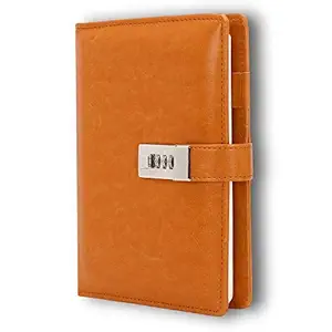 Classyo Personal Diary with Lock Password, PU Leather Cover Lock Diary for Journaling, Travel Writing and for Office Use - (A5 Size Notebook, 192 Pages, Brown)